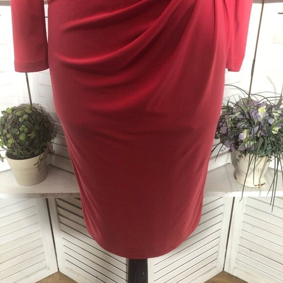 Ralph Lauren Midi Faux Wrap Sheath Dress Dark Pink Size Small - Picture 12 of 12